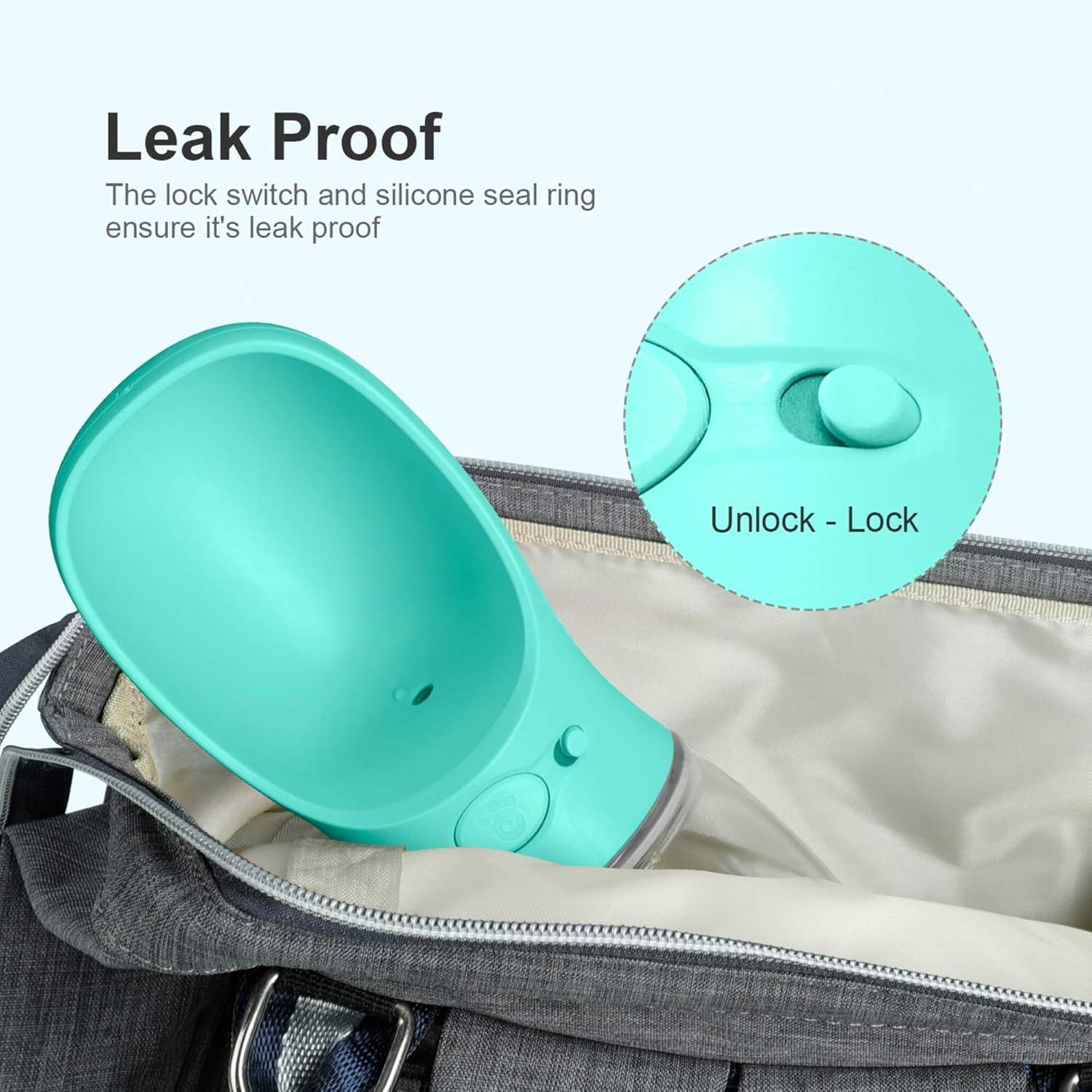 Dog Water Bottle, Leak Proof Portable Pet Water Bottles for Dogs, Puppy Water Dispenser with Drinking Feeder for Travel (Teal 12oz) - Image 3
