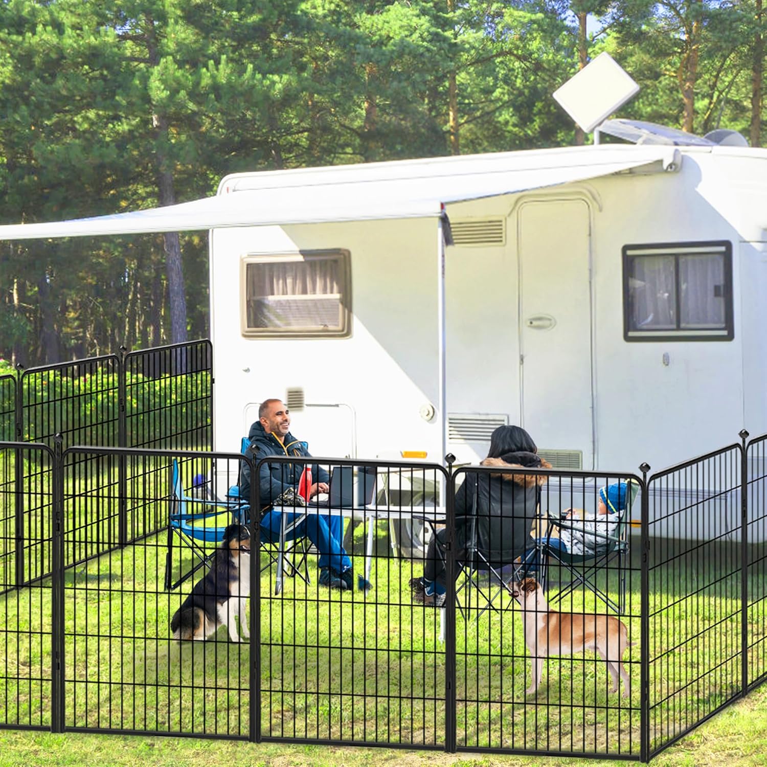 Dog Playpen 40 inch 8 Panels Dog Fence Outdoor for Yard, Indoor Dog Pen for Large/Medium/Small Dogs, Heavy Duty Puppy Playpen with Door Portable Pet Fence for RV Camping - Image 2