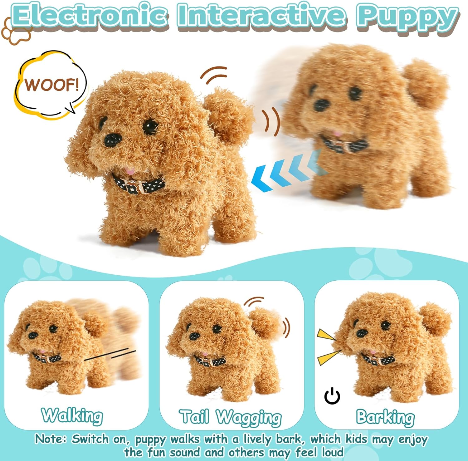 Walking Dog Toy for Kids with Leash, Realistic Toys for Girls Boys Toddler Toys, Barking Wagging Tail Interactive Dog Plush with Cute Cloak,Puppy Pet Care Gifts for Girls 3 4 5 Year Old Boys - Image 2