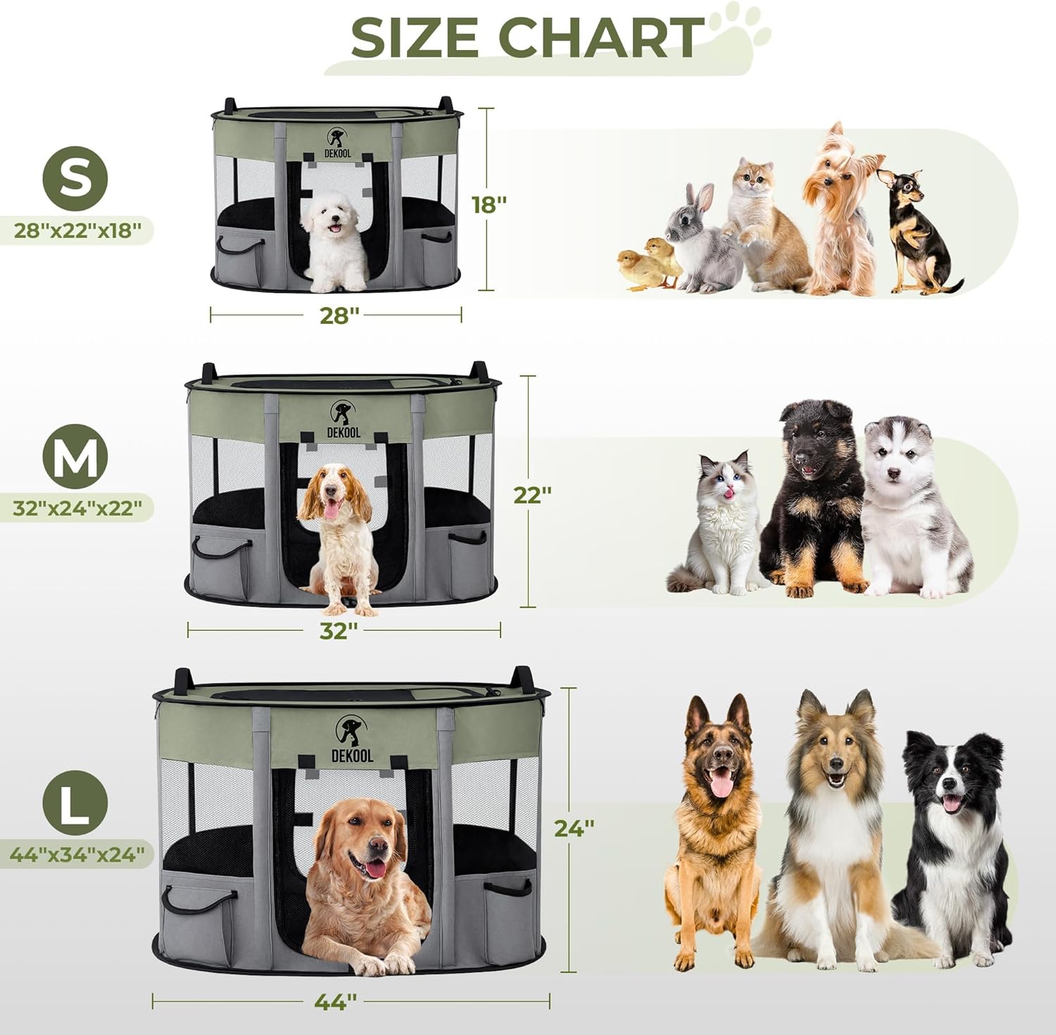 Foldable Pet Dog Playpen, Portable Dog Crate for Puppies, Cat, Rabbit, Puppy Play Pen for Indoors, Kennel Tent Crate for Indoor Outdoor Travel Camping Use with Carrying Case (Green, M) - Image 4