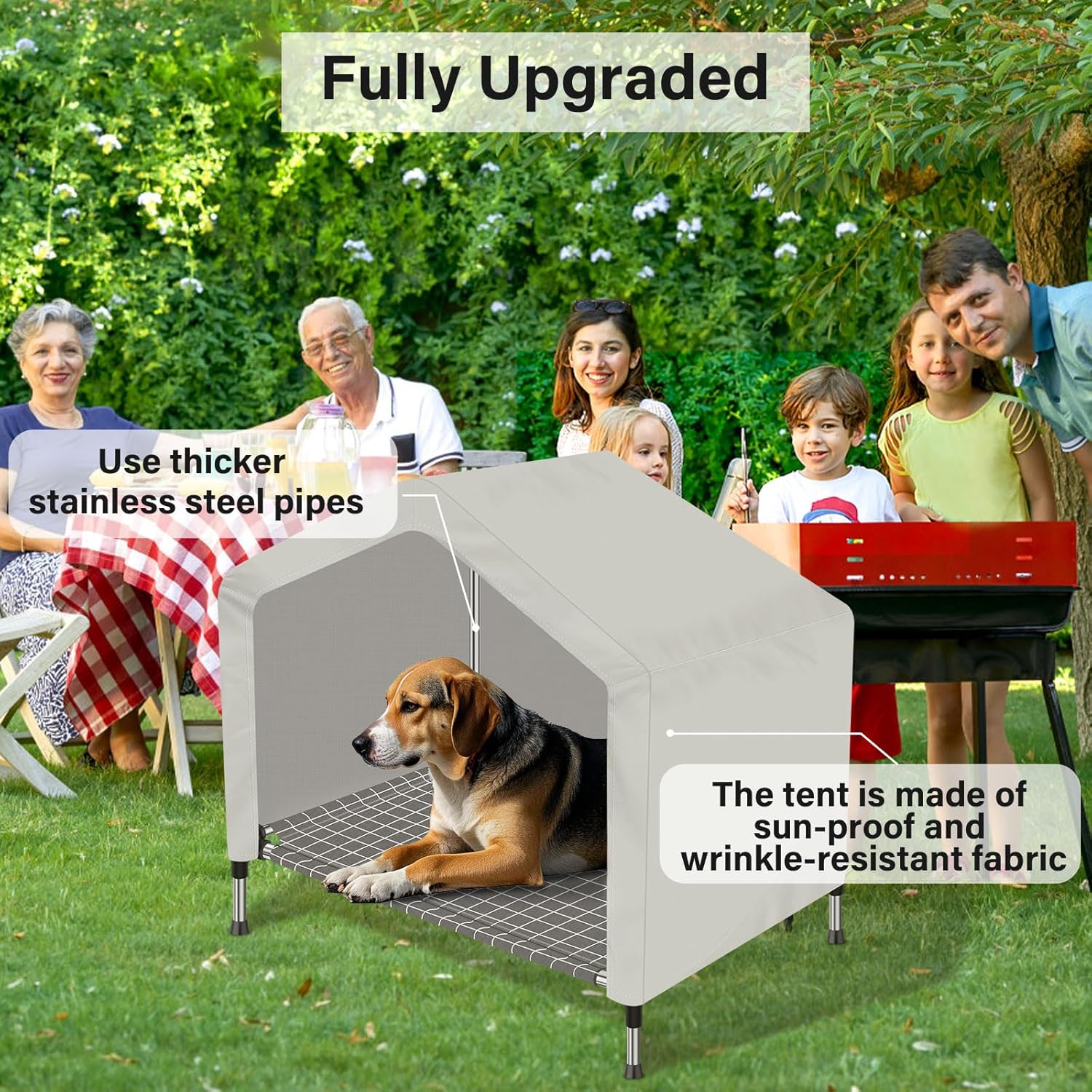 Elevated Dog House for Outdoor or Indoor - Waterproof Dog Tent Cat House, Dog Sunshade Tent, Pet House with Removable Cover, Suitable for Medium Cats Dogs - Image 3