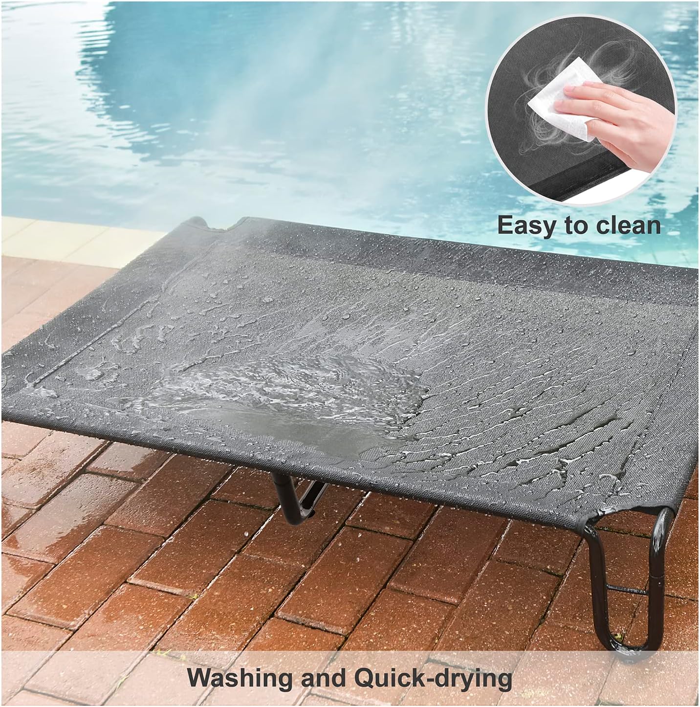 pettycare Elevated Outdoor Dog Bed - Dog Cots beds for Large Dogs XL, Waterproof Raised Dog Bed Easy to Assemble, Cooling Elevated Dog Bed with Teslin Mesh, Durable, Non Slip, Up to 85 lbs,Black - Image 7