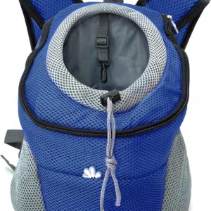 Fhiny Dog Carrier Backpack, Comfortable Doggy Front Backpack Pet Puppy Carrier Travel Pack with Breathable Head Out Design and Padded Shoulder for Walking Biking Hiking Camping