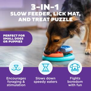 Outward Hound by Nina Ottosson Lickin’ Layers Small 3-in-1 Dog Puzzle Feeder, Lick Mat & Slow Bowl – Puppy Enrichment Toy for Small Dogs, Dishwasher Safe