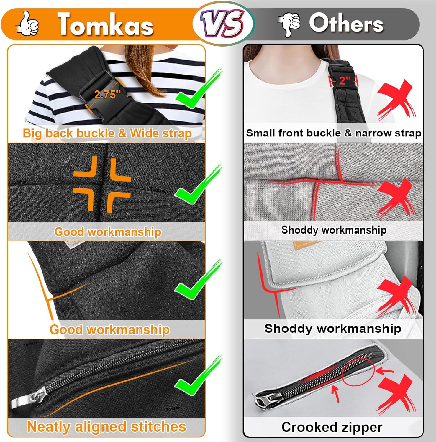 Tomkas Small Dog Sling Carrier - Adjustable Strap & Zip Pocket - Suitable for Puppies (Black) - Image 4