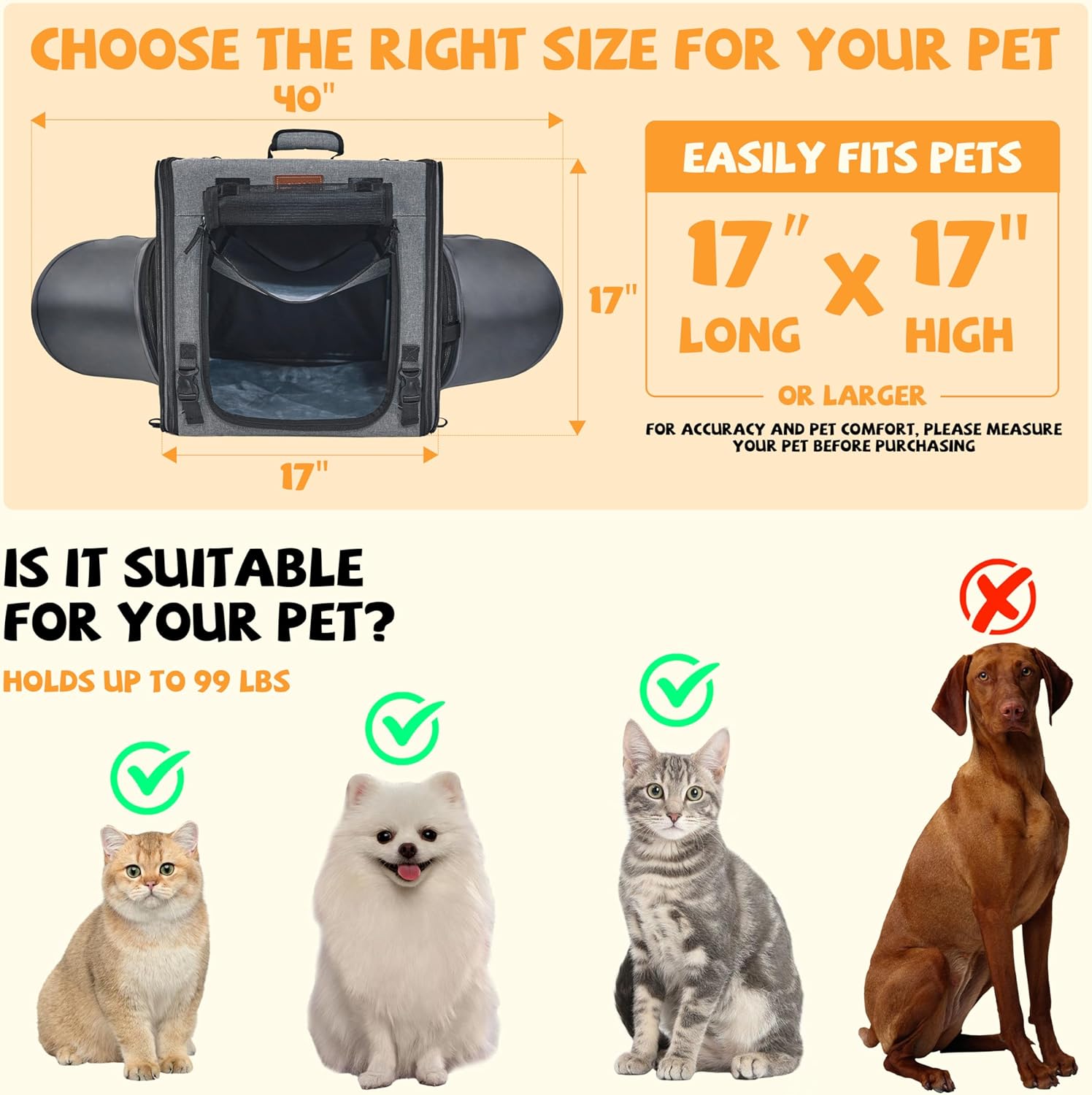 Cat Travel Carrier with Litter Box Portable Single Cat Carriers for Cat and Pet Shelter Ideal,Soft Foldable Design with Shoulder Strap, One Hammocks and Cushion,Large Size Single Grey - Image 5