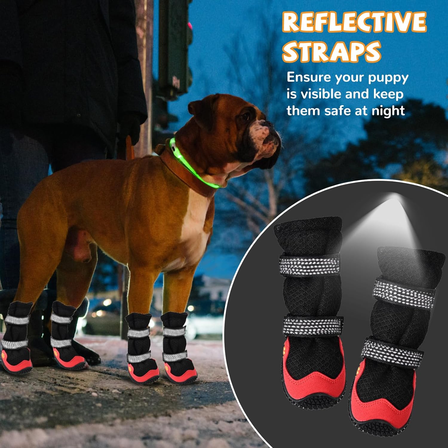 Dog Shoes for Medium Large Size Dogs, Breathable Dog Shoe for Hot Pavement, Dog Booties and Paw Protectors to Prevent Licking, Anti-Slip Dog Boots with Reflective for Summer, Hiking, Snow (Size 6) - Image 5