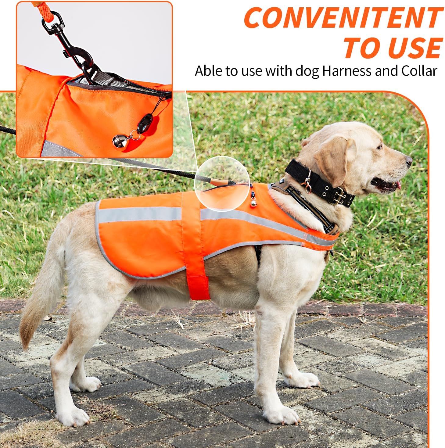 Reflective Dog Vest for Medium Large Breeds, High Visibility Dog Safety Vest with Removable Bell Keep Safe from Hunting, Training & Cars Accidents - Image 5