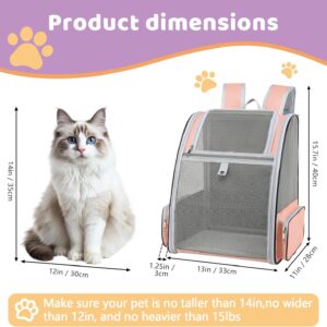 Cat Backpack Carrier Large Pet Backpack for Small Dog Medium Cat Puppy Kitten Bunny up to 15lbs, Ventilated Mesh Dog Collapsible Travel Backpack for Hiking Walking Outdoor