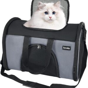 Zavothy Collapsible TSA Approved Pet Carrier for Cats & Dogs (Up to 15 Lbs, 16.54"x11.42"x9.84") – Soft-Sided Airline Travel Carrier, Grey