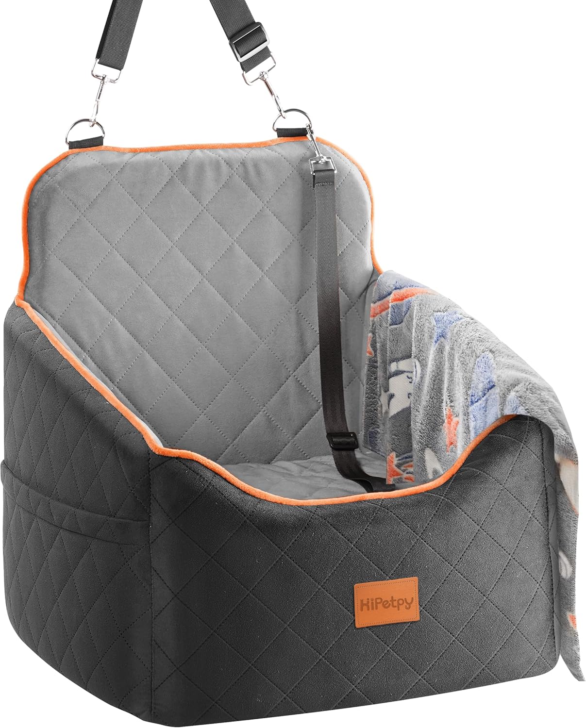 Dog Car Seat for Small Dog with Washable Mat, Booster Seat for Dogs Under 30lb, Elevated Pet Seat with Pockets, Anti-Slip Bed for Car, Perfect for Front & Back Seats with Safety Leash