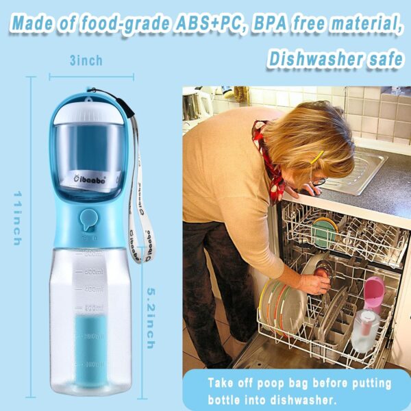 Dog Water Bottle with Food Container & Poop Bag Holder, Travel Water Bowl, Portable Pet Dispenser, Dog Stuff Accessories Items, Puppy Essentials Necessities for Yorkie Chihuahua Walking Hiking - Image 5