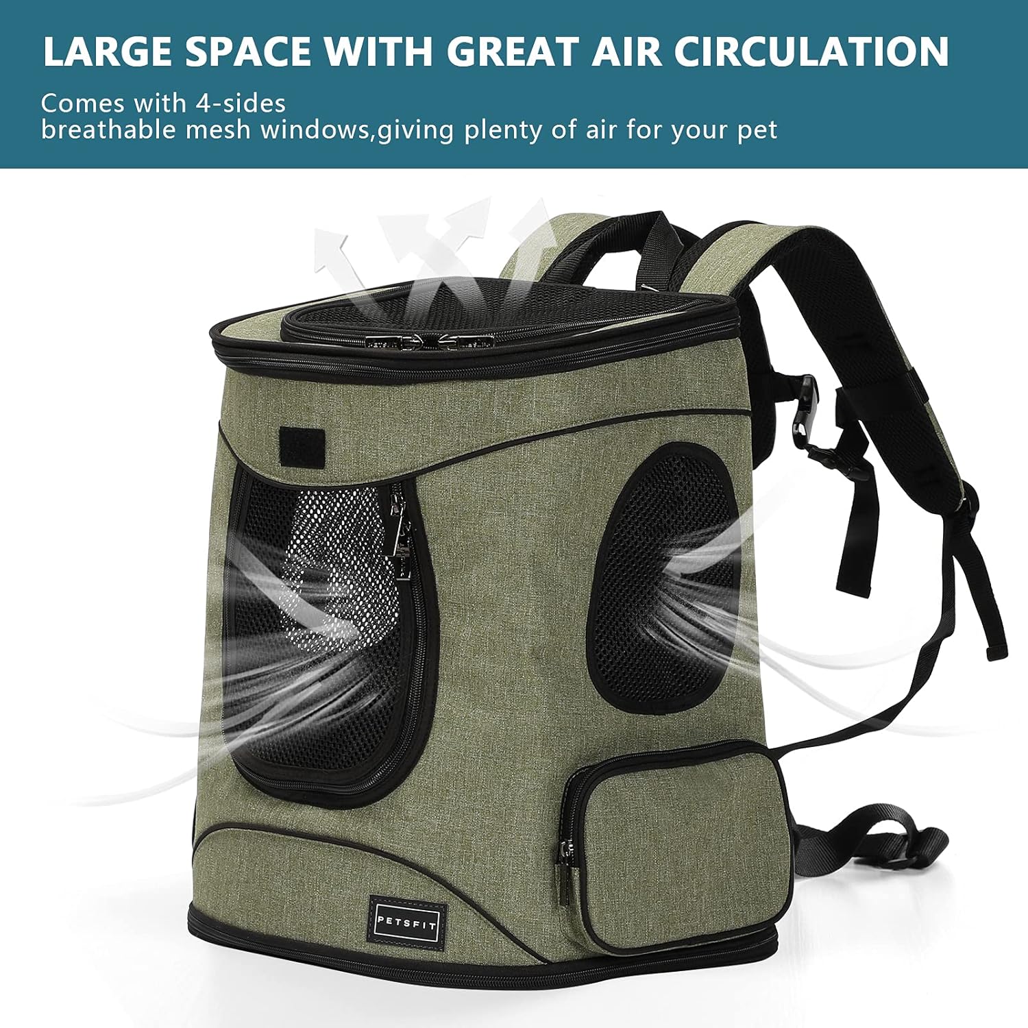 Petsfit Pet Backpack Carrier with Upgrade Waist Cushion Design to Better Fit The Waist, Suitable for Small and Medium Dogs Cats, and Rabbits up to 18 Pounds - Image 7