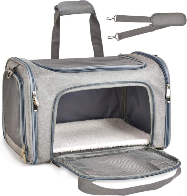 Cat Carriers Dog Carrier Pet Carrier For Small / Medium Cats Dogs Puppies (Up To 15lbs), TSA Airline Approved Small Dog Carrier Soft Sided, Collapsible Waterproof Travel Puppy Carrier - Grey - Image 9