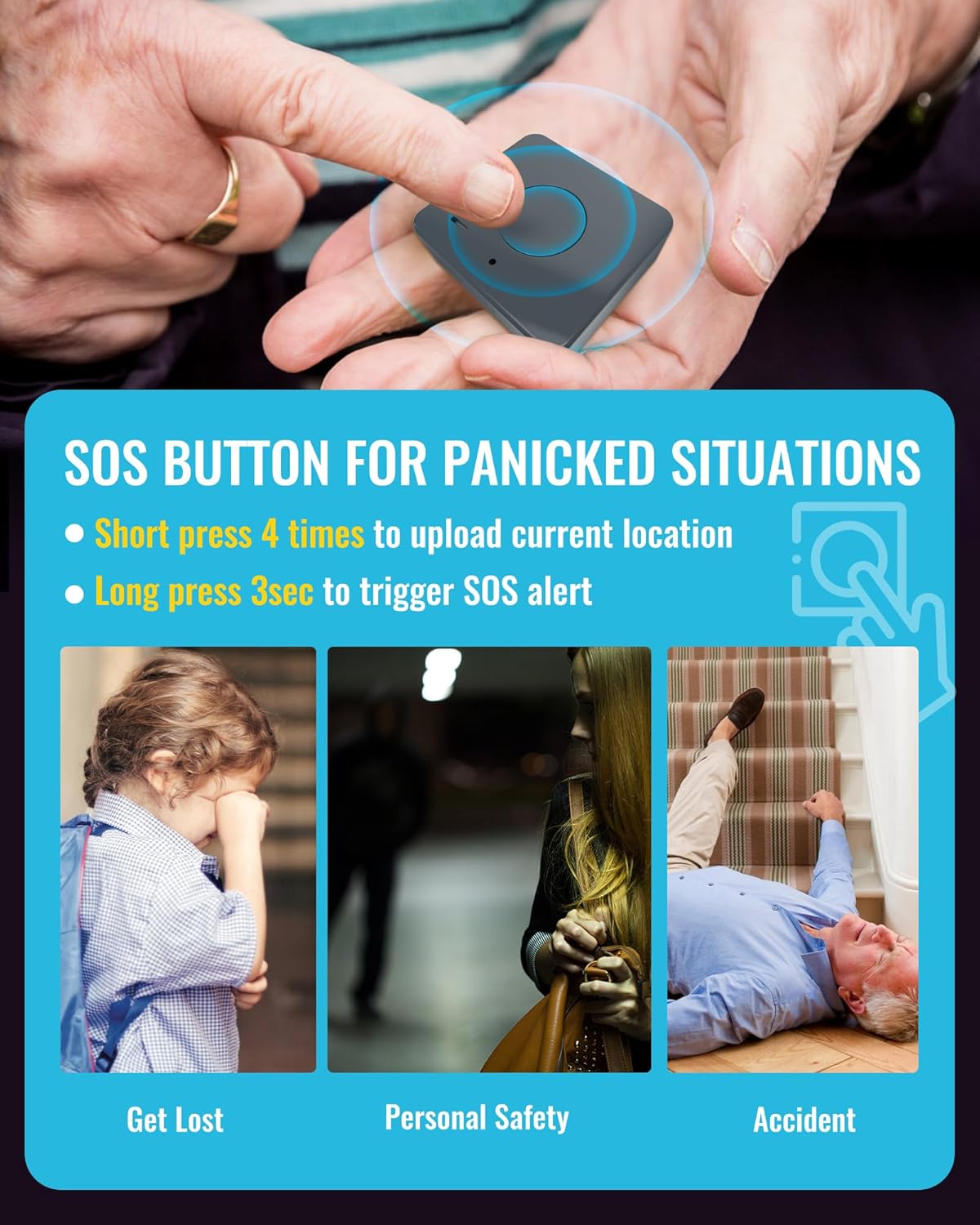 LNCOOON 4G Mini GPS Tracker for Children, Dogs, Elderly - Real Time Tracking Device, Small Wearable GPS Locator, Unlimited Distance, Geo Fence, SOS Button, Buzzer Alert, Subscription Needed - Image 2