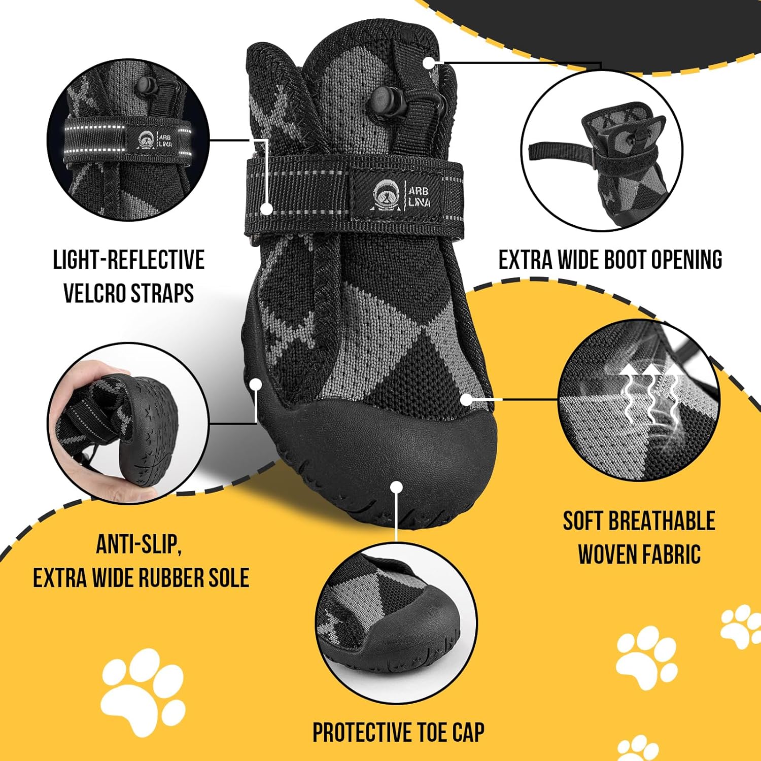 Dog Shoes for Large Medium Size Dogs, Breathable Dog Boots&Paw Protectors for Summer Hot Pavement Winter Snow, Waterproof Anti Slip Dog Booties for Outdoor Walking Hiking Hardwood Floor - Image 6