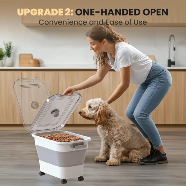 20-23 Lbs Dog Food Storage Container, Collapsible Dog Food Container with Transparent Airtight Lid,Multifunctional Pet Food Storage Container for Dog Cat,Rice,Flour,Pet Food Scoop and Dog Bowl - Image 5