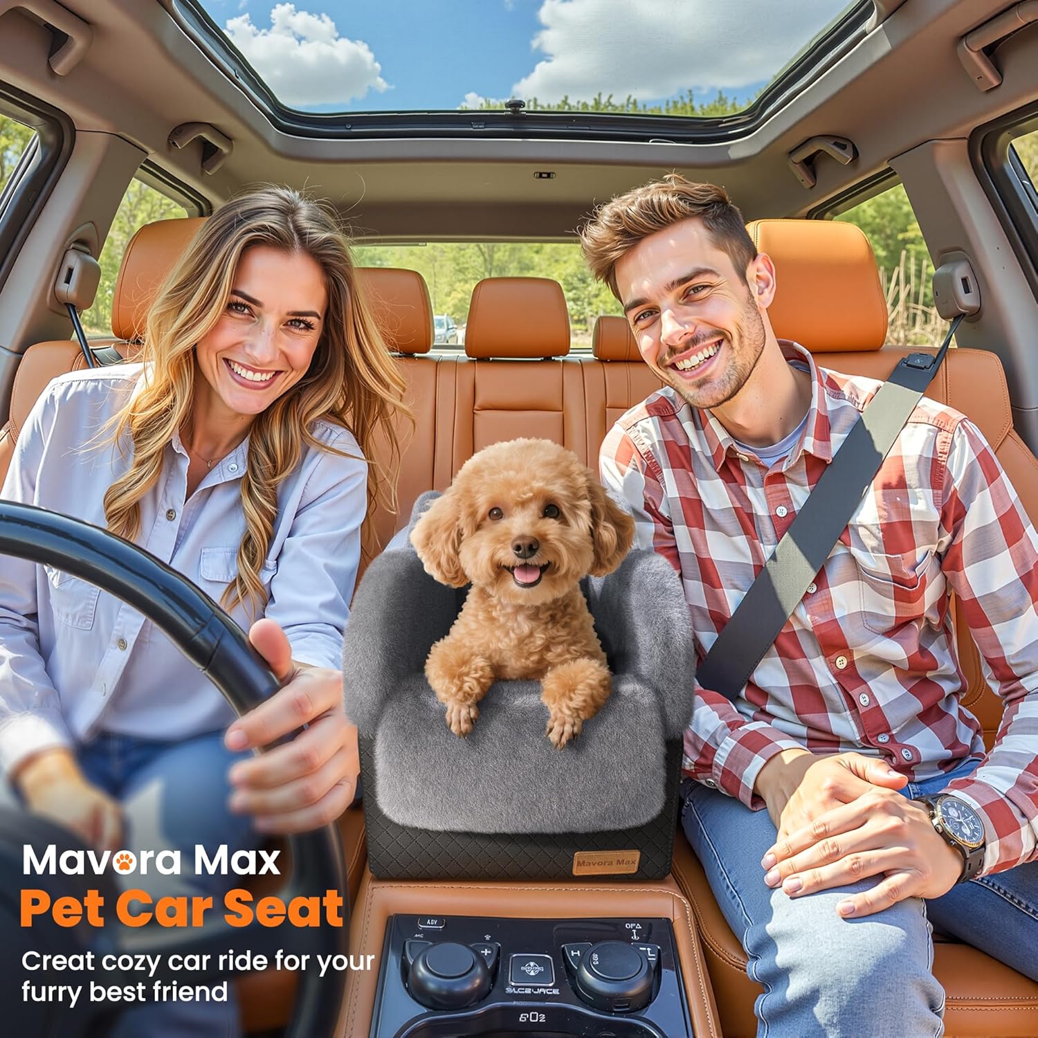 Portable Small Dog Seat for Car(Up to 11LB),Luxury Center Console Dog Car Seat Booster with Safety Tethers,Auti-Collapse Pet Travel Carrier for SUV,Truck.(Black/Grey) - Image 3