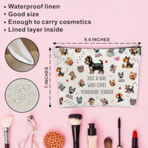 Pet Makeup Bag-Just A Girl Who Loves Yorkshire Terrier-Watercolor Puppy Print-Canvas Zipper Makeup Bag,Cosmetic Pouch,Makeup Organizer For Travel Or Daily Use-Gift For Women Daughter,Pet Lovers-A06