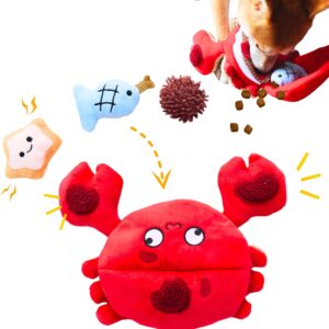 Interactive Dog Toys, Squeaky Crinkle Plush Puzzle Hide Seek Puppy Toys to Keep Them Busy – Cute Stuffed Dog Chew Toys for Small, Medium Breed, Dog Birthday Gifts - Crab