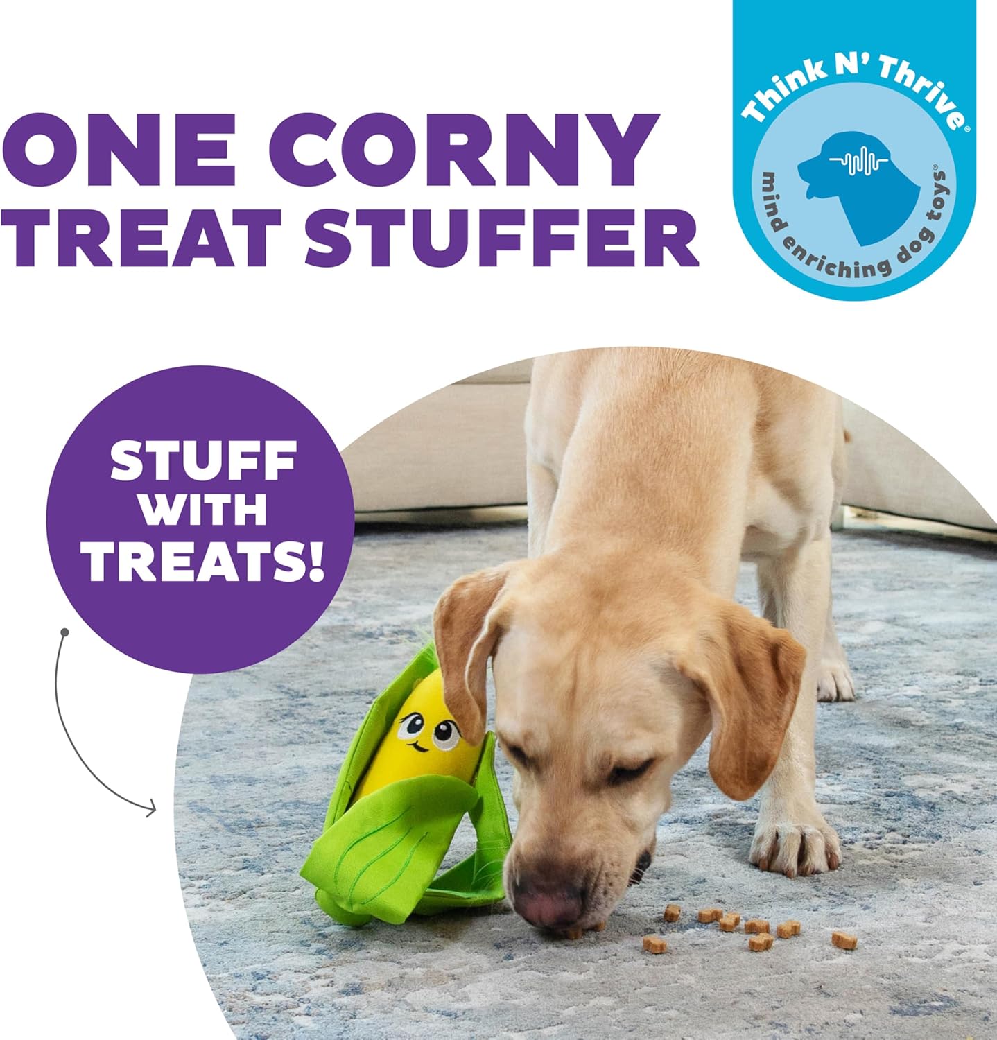 Outward Hound by Nina Ottosson Hide N' Find Interactive Plush Dog Puzzle, Durable Dog Toy, Plush Enrichment Toys, Corn, Multicolored - Image 2