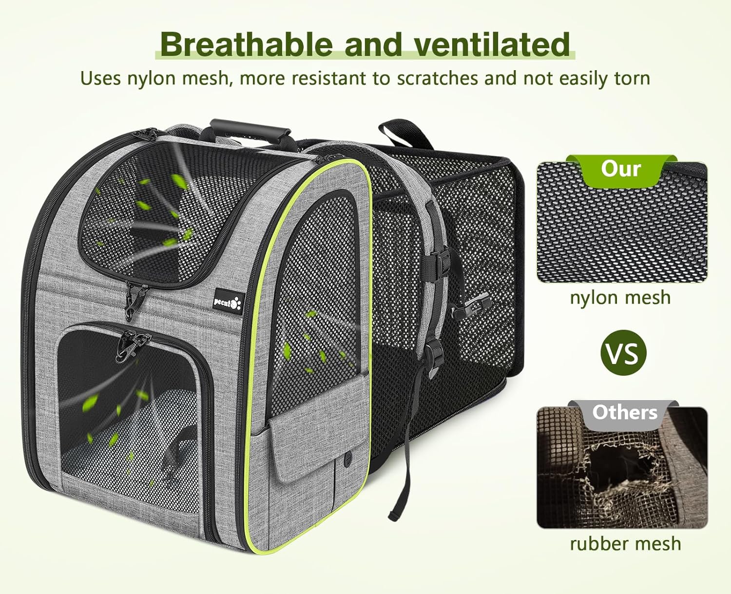 Pecute Cat Carrier Backpacks, Expandable Cat Backpack with Breathable Mesh, Pet Carrier Backpack for Cats Small Dogs Puppies Up to 17 Lbs, Dog Carrier Backpack Great for Travel Hiking Camping Outdoor - Image 6