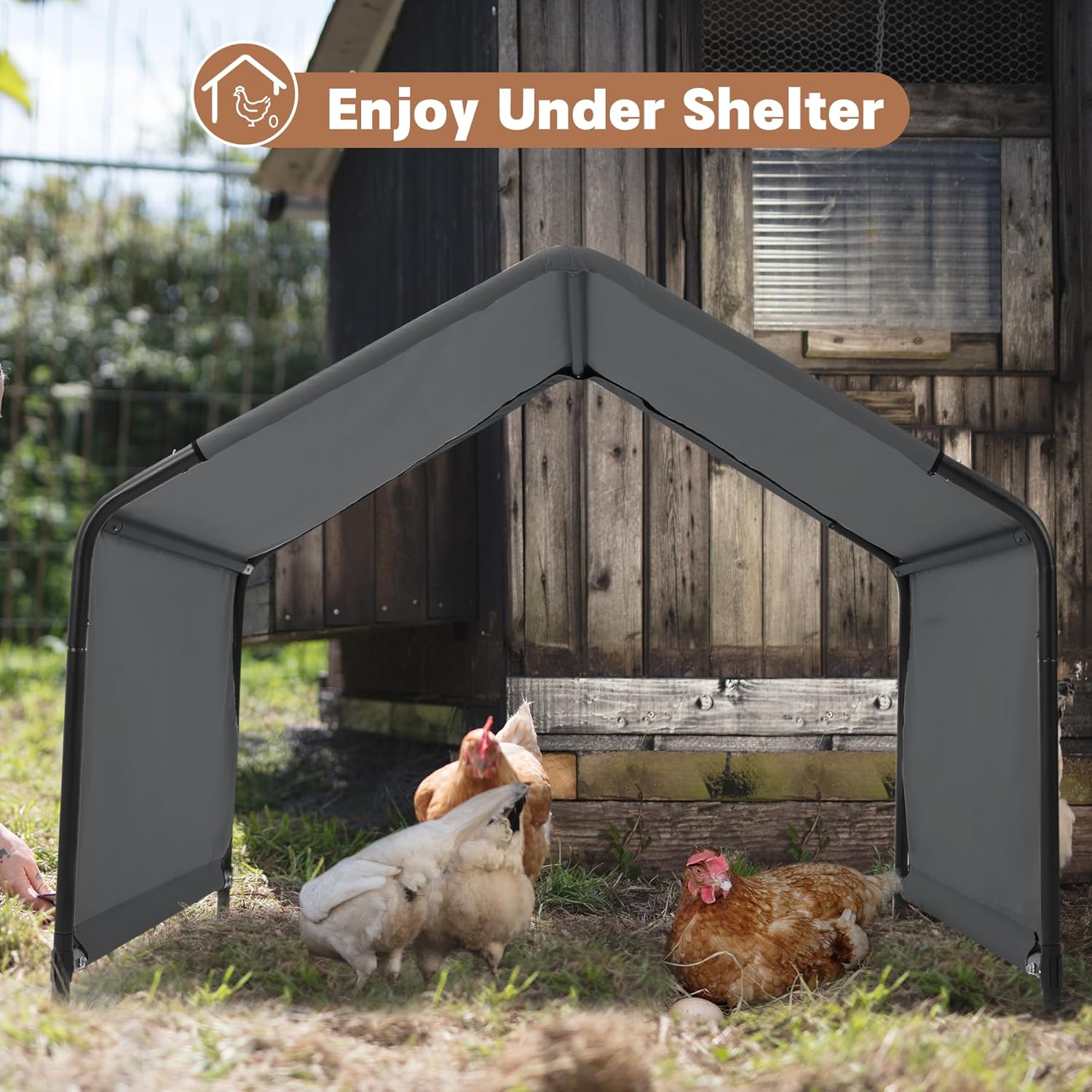 Dog Shade Shelter Outdoor 4'x4'x3' Tent for Large Medium Dogs, Outside Sun Rain Canopy Pet House for Livestock Pigs Cats with Waterproof Roof Ground Nails,Darkl Gray - Image 3