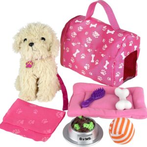 Click N' Play Puppy Toy Set - Bed, Toys for 3+ Year Old Girls, Toddler Gifts Ages 3-5 - Plush Dog Toys for Kids