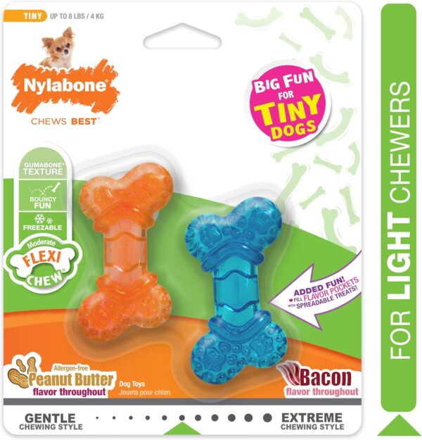 Nylabone Moderate Chew Flexi Chew Bone Peanut Butter & Bacon XX-Small/Tiny (2 Count) - Image 7