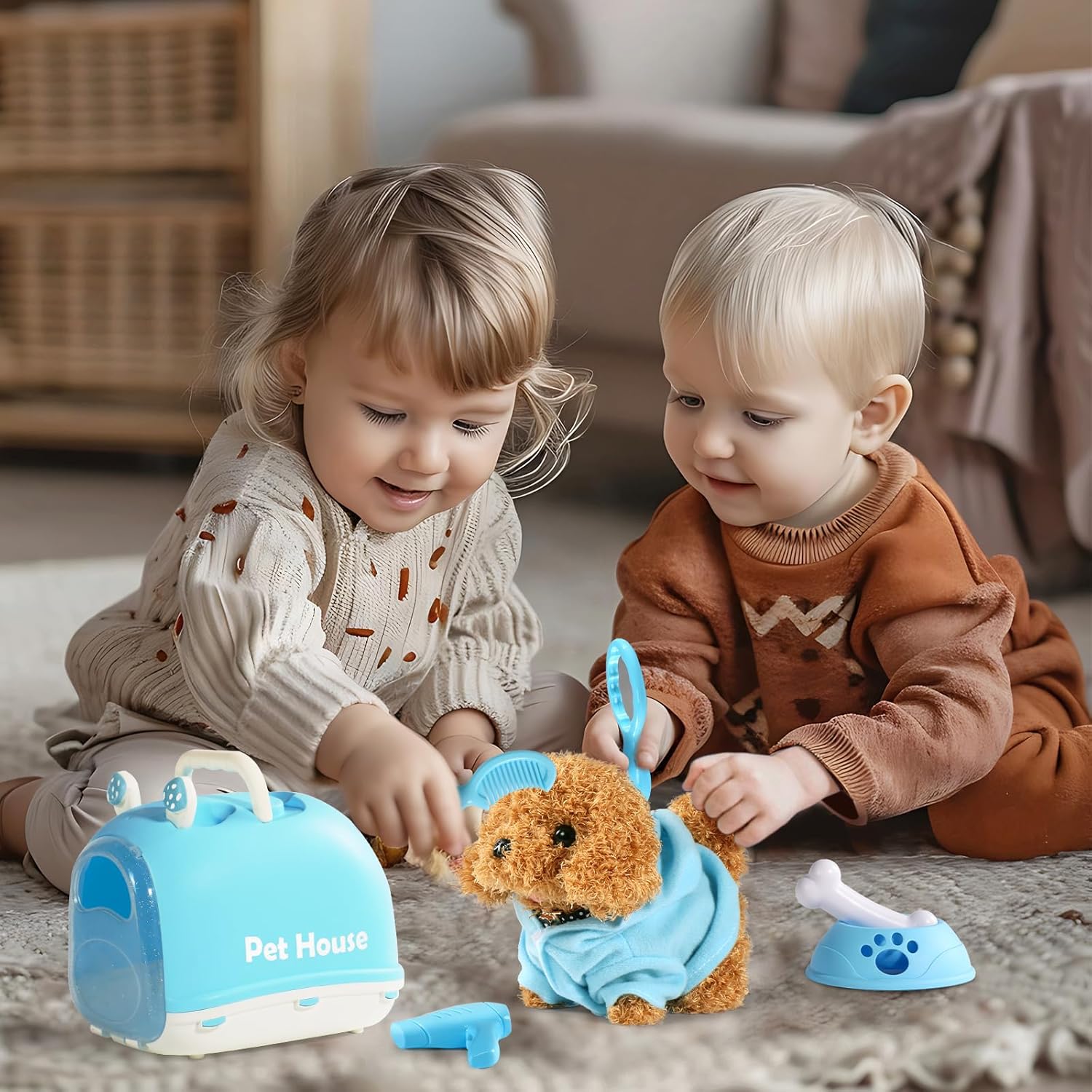 Walking Dog Toy for Kids with Leash, Realistic Toys for Girls Boys Toddler Toys, Barking Wagging Tail Interactive Dog Plush with Cute Cloak,Puppy Pet Care Gifts for Girls 3 4 5 Year Old Boys - Image 8