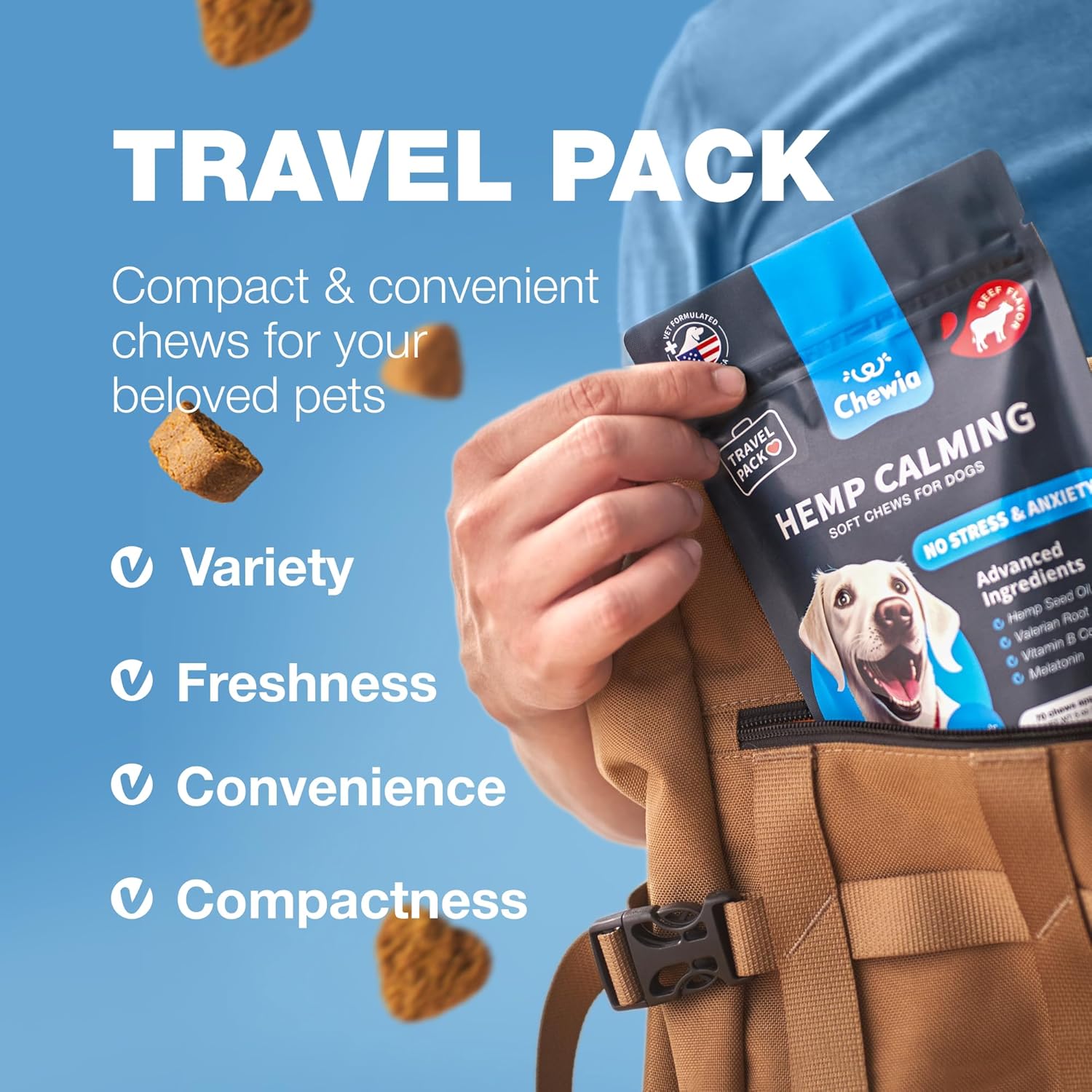 Hemp Calming Chews for Dogs Anxiety Relief - Dog Calming Treats with Melatonin, Chamomile Extract, Valerian Root - Travel Pack - Anxiety Relief Chews for Vet Visits, Grooming, Nail Trimming, Storms - Image 9