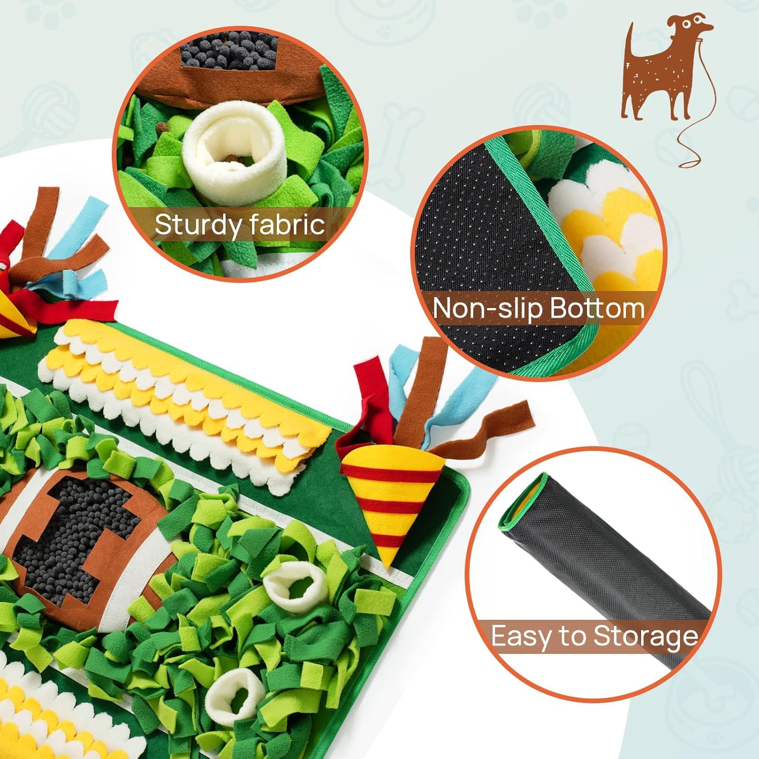 Snuffle Mat for Dogs Large Breed,28'' x 20'' Football-Themed Dog Sniffing Feeding Mat for Boredom&Smell Training and Slow Eating,Interactive Dog Puzzle Toys Encourages Foraging Skills (Medium) - Image 4
