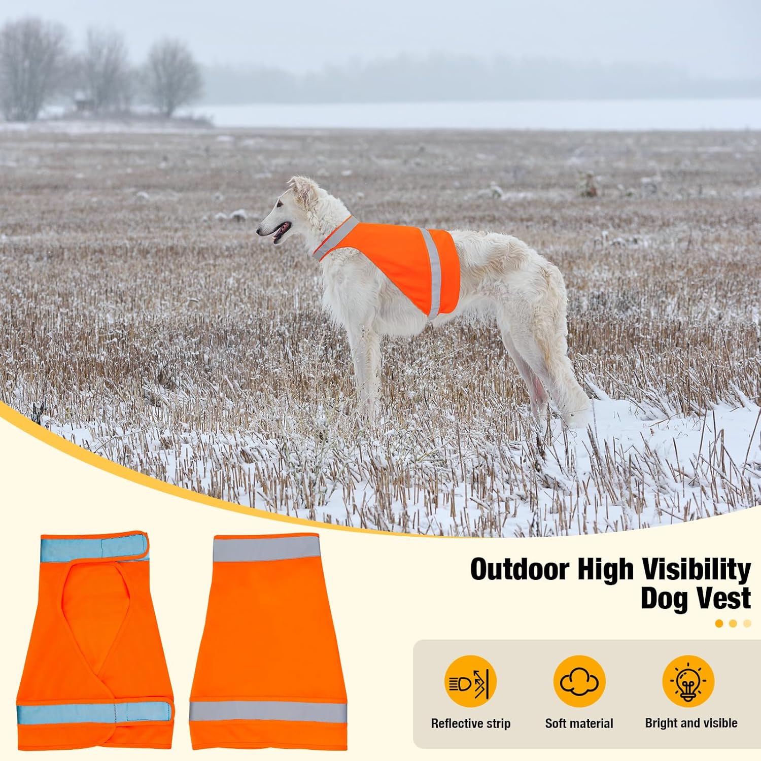 2-Piece Reflective Vest for Dogs - Bright Orange, Soft, Adjustable, High Visibility Dog Safety Vest for Hunting & Outdoor Walking - Image 5