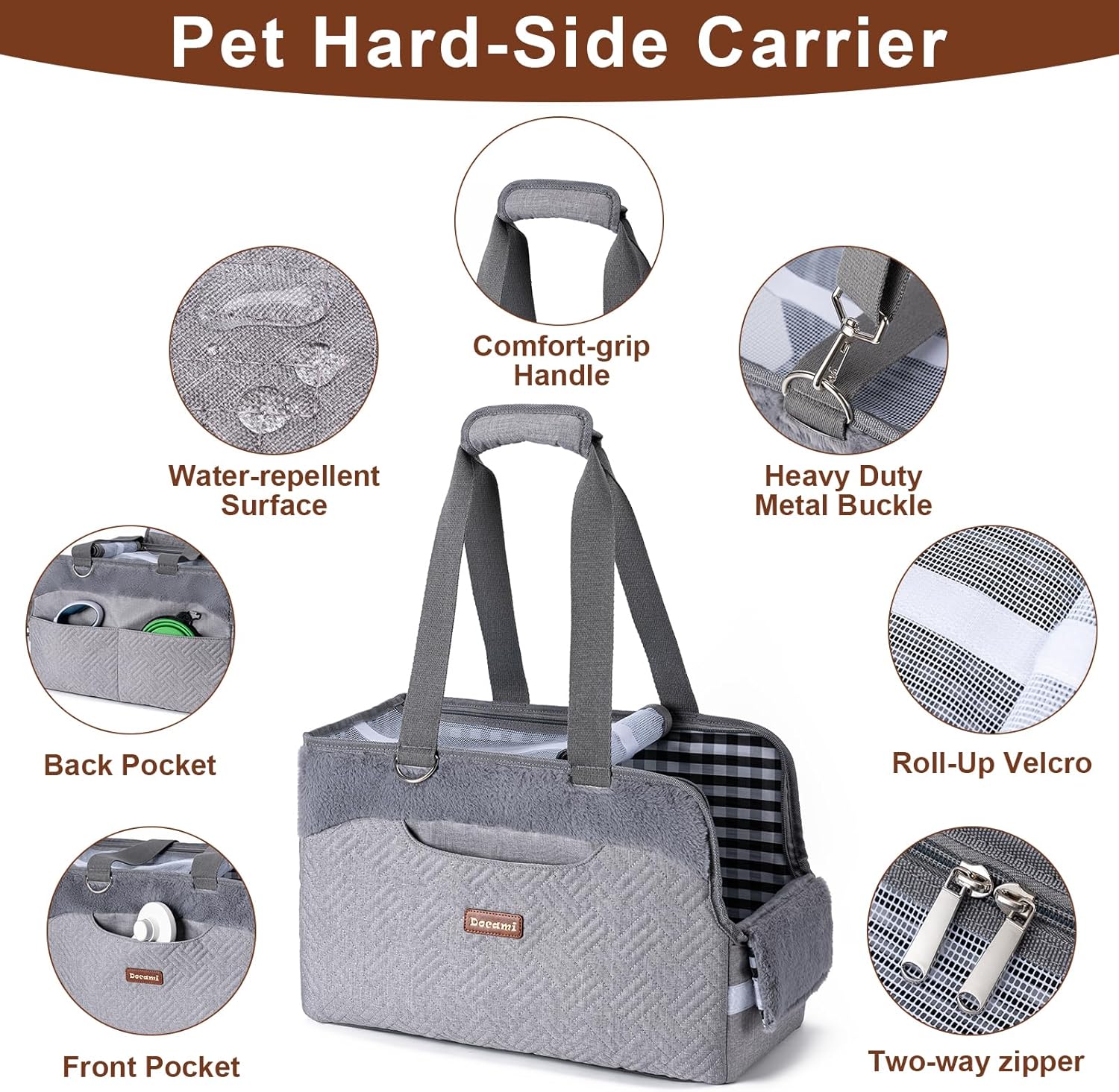Cat Carrier Bag for Pets Up to 15 Lbs, Fully Open Mesh Roof, Side Vent & 3 Storage Pockets, Cat Dog Crate Travel Bag, Portable & Comfort Soft-Sided Dog Travel Bag, Grey - Image 2