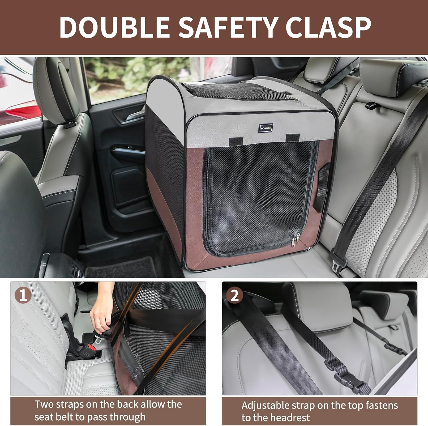 DONORO Dog Kennels and Crates for Medium Dogs, Portable Pop Up Indoor Pet Cage with Sturdy Wire Frame, Collapsible Travel Crate Soft Sided Cat Bag Escape Proof (28 Inch) - Image 5