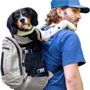 K9 Sport Sack Plus 2 - Small, Light Grey - Ideal for Dogs 13-16” Long - Adjustable, Backpack-Style Carrier with Multi-Functional Storage Pack, Thick Shoulder Straps & Padded Back Panel