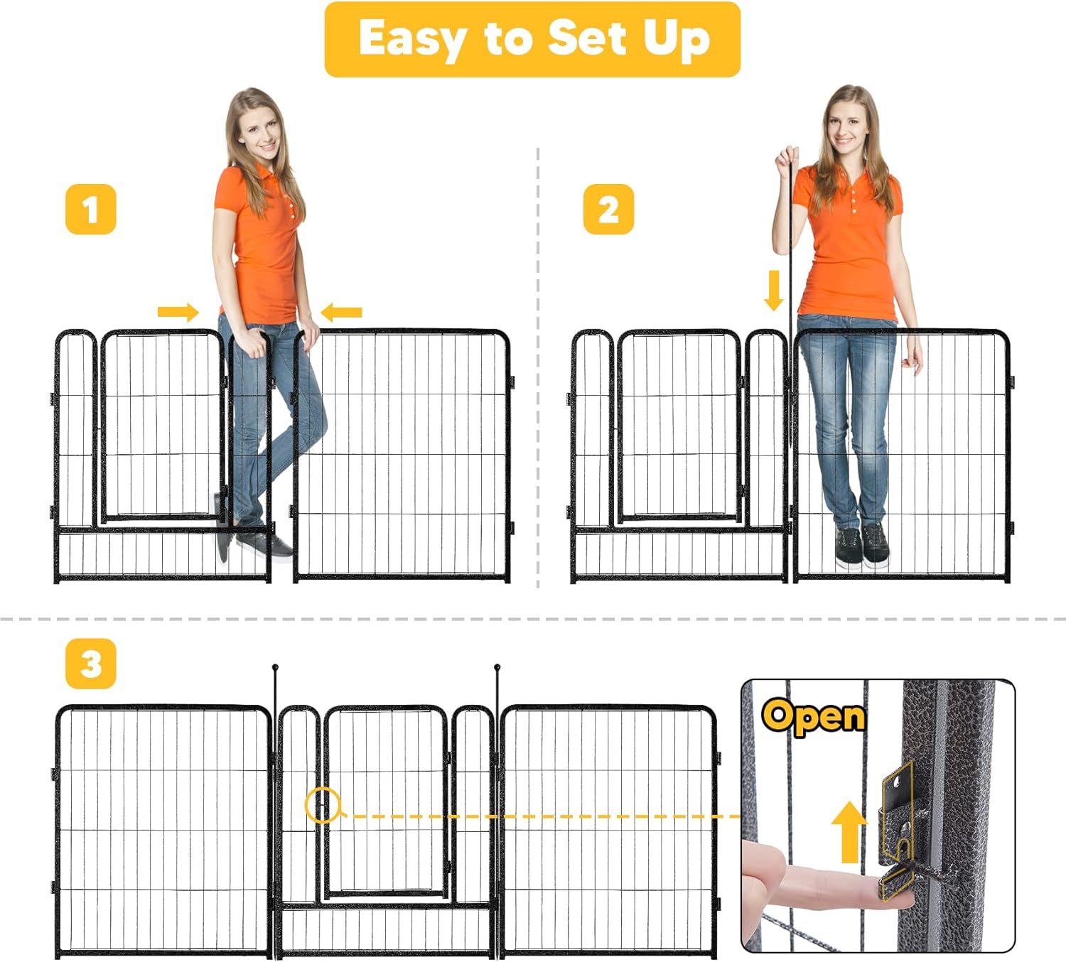 TMEE Dog Playpen, 40" Height 16 Panels Outdoor Dog Fence Pet Play Pen, Puppy Pens for Large/Medium/Small Dogs, Ideal for RV, Camping, Yard, Indoor - Image 6