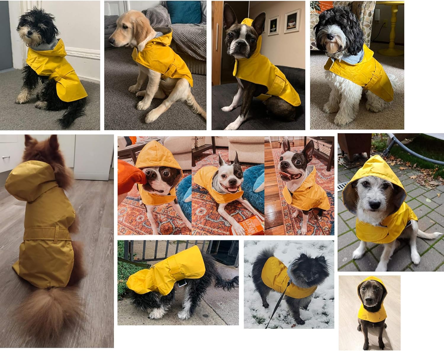 LeerKing Dog Raincoat Hooded Leash Hole 10 Sizes, Waterproof Double Layer Dog rain Coat Jacket with Lining for Small Medium and Large Dog,Yellow,XXS - Image 3