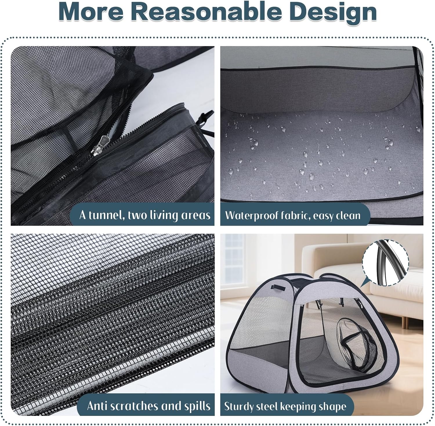 Portable Cat Dog Playpen: Dog Crate, Carrier, Dog Playpen, Cat Enclosure, Puppy Carrier, Pet Playpen, Small Outdoor Pet Enclosure, Travelling and Camping Cat Dog Tent and Tunnel, 3 Separable Parts - Image 5