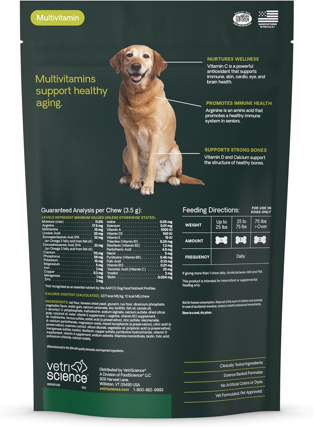 VetriScience Senior 27+ Active Health Chews, Canine Plus Daily Multivitamin for Senior Dogs, Balanced Vitamins, Minerals and Antioxidants, Healthy Aging and Wellness Support, Veggie, 60 Count - Image 7