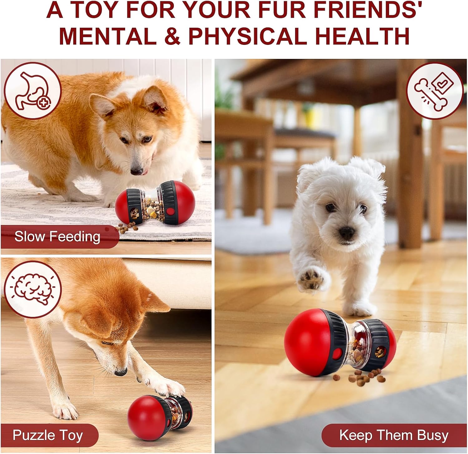 Dog Treat Toy, Interactive Treat Dispensing Dog Toys, Adjustable and Durable Dog Puzzle Toy for Small/Medium/Large Breed Dogs to Keep Them Busy - Image 5