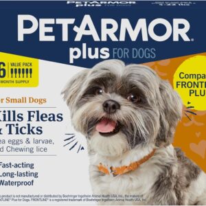 PetArmor Plus for Dogs Flea and Tick Prevention for Dogs, Long-Lasting & Fast-Acting Topical Dog Flea Treatment, 6 Count, small