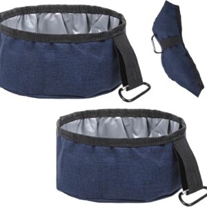 2 Pack Collapsible Dog Travel Bowl, Foldable Travel Dog Dish Waterproof Oxford Cloth TravelDog-Water Bowls Portable Pet Dish No Spill, Pet Hiking Accessories for Small and Large Pets(Dark Blue,40 Oz)