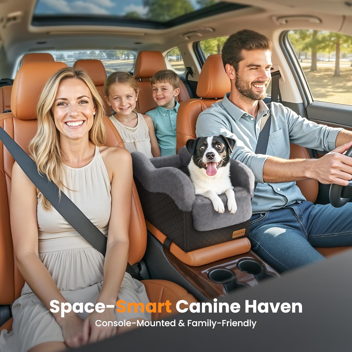 Portable Small Dog Seat for Car(Up to 11LB),Luxury Center Console Dog Car Seat Booster with Safety Tethers,Auti-Collapse Pet Travel Carrier for SUV,Truck.(Black/Grey) - Image 6