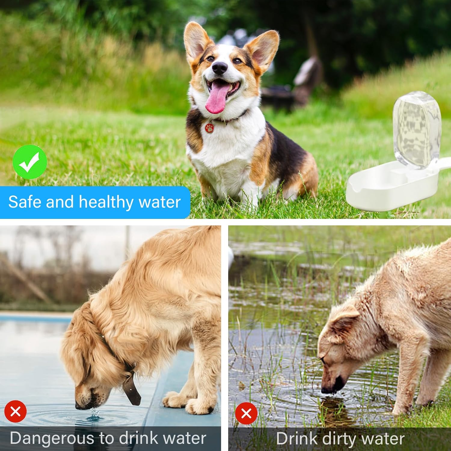 Dog Water Bottle with Dishwasher Safe Design, LCE Cream Styling Foldable Portable Pet Water Bottle for Dog Cat Outdoor Walking Hiking, Leak-Proof Dog Water Bowl Dispenser for Travel (Yellow) - Image 3