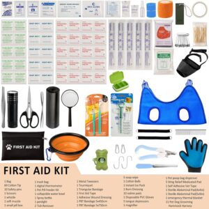Dog First Aid Kit – Pet First Aid Kit for Dogs Pet Emergency Kit with Grooming Hammock Harness Nail Clipper First Aid Supplies for Home Camping