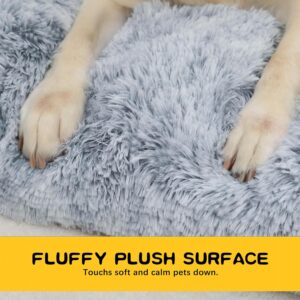 Large Dog Bed Crate Pad Mat for Cages Washable Bed for Large Medium Size Dog Soft Kennel Pad Anti-Slip Pet Bed,35″ x 23″,Grey