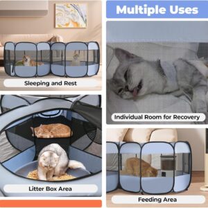 2-in-1 XLarge Pop Up Dog Playpen, Cat Puppy Pet Playpen, Indoor Outdoor Cats Enclosed, Cat Tent Crate Cage Kennel, Portable Playpen for Kitten and Small Animals(No Divider, Unified Space)