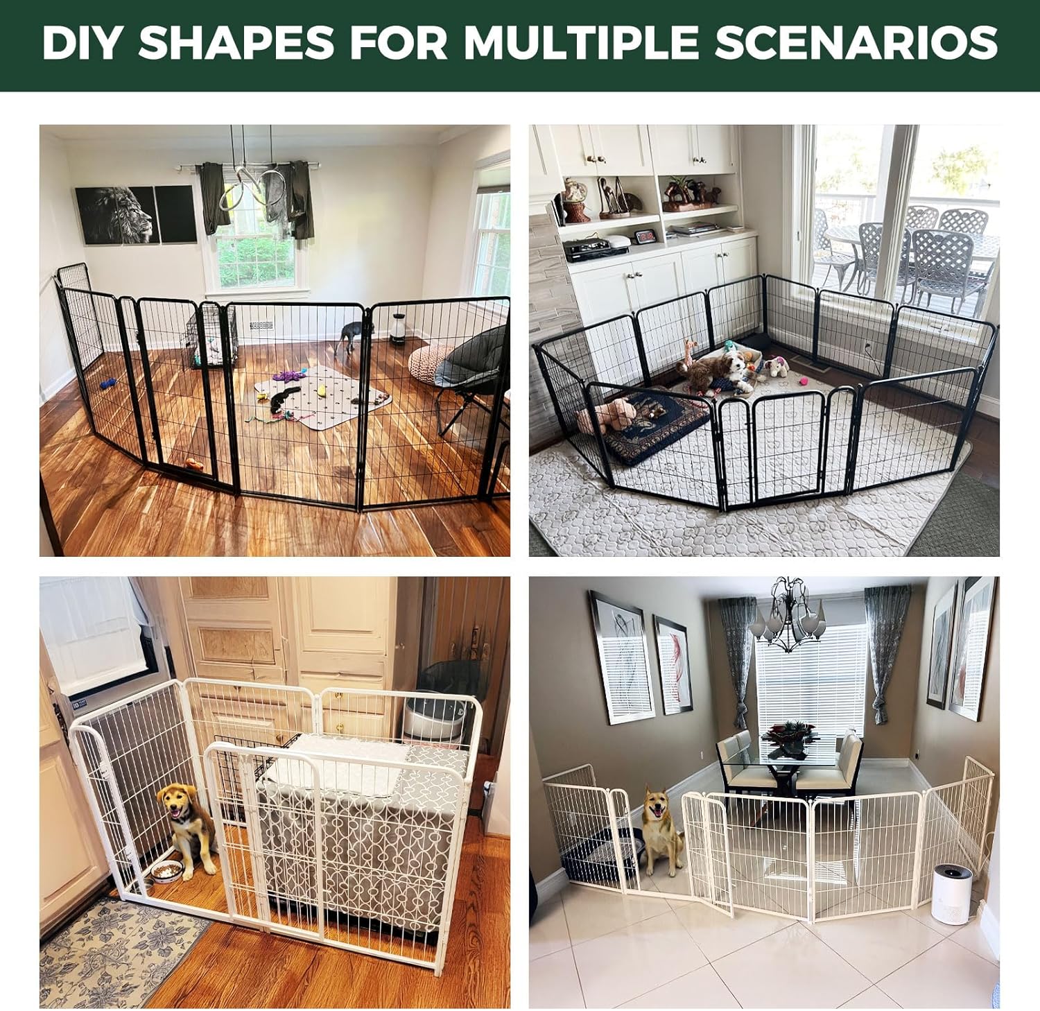 FXW Homeplus Unleashed Indoor Dog Playpen - Stress-Free and Safe Play, Heavy Duty 32 Inch 8 Wire Panels Dog Pen for Small and Medium Dogs, Black│Patented - Image 3