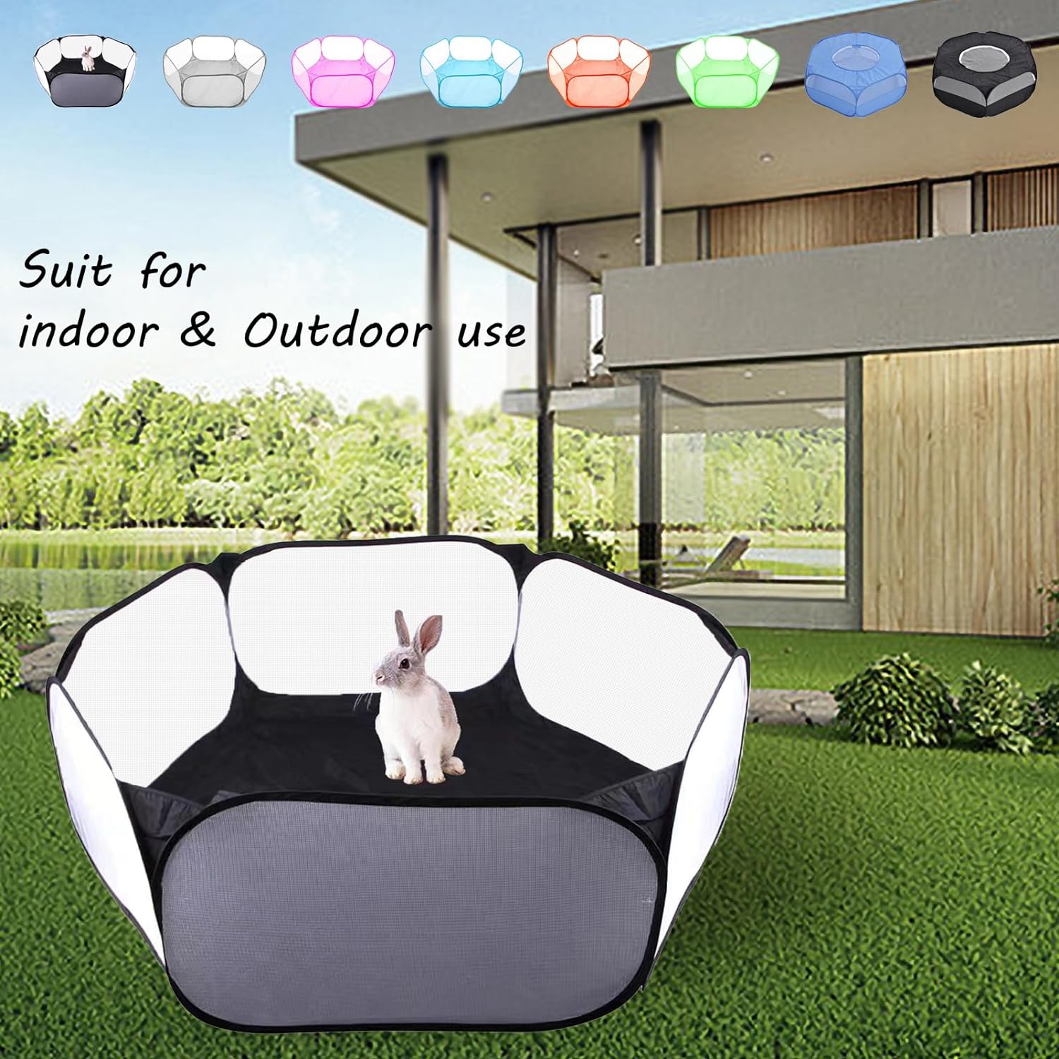 Small Animals Playpen, Portable Pop-up Open Interactive Pet Tent, Indoor Outdoor Fence for Rabbits, Guinea Pig, Hamster, Chinchillas, Kittens, Puppies - Image 6